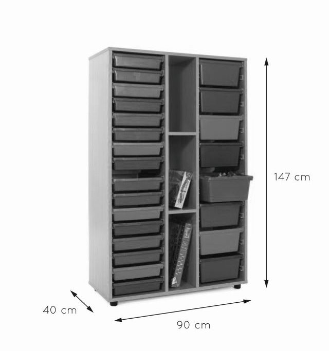 600313-Mueble medio estantería 2 cubeteros