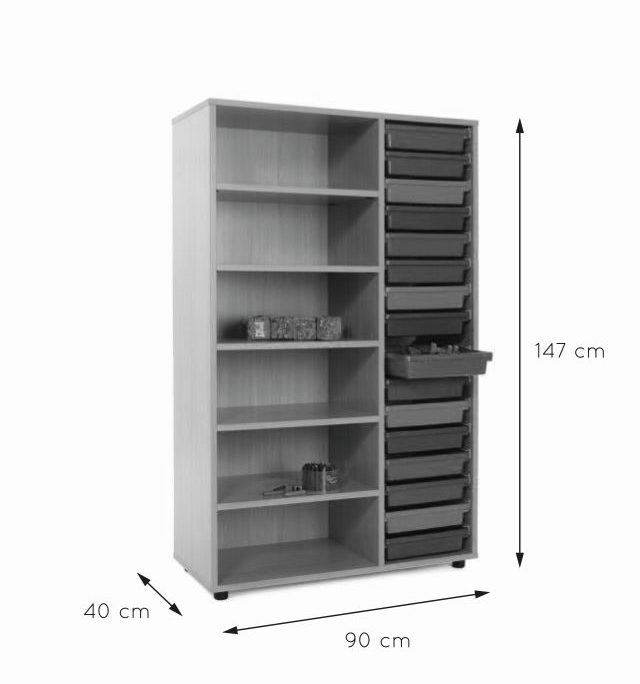 600314-Mueble medio estantería cubetero